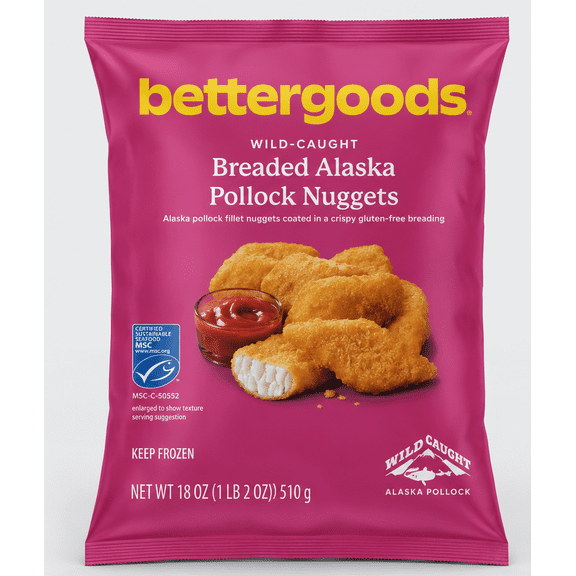 bettergoods Wild-Caught Breaded Alaska Pollock Nuggets, 18 oz