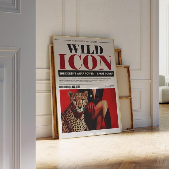 Wild Cheetah Fashion Newspaper Wall Art, Unframed Paper Print Size 12x18