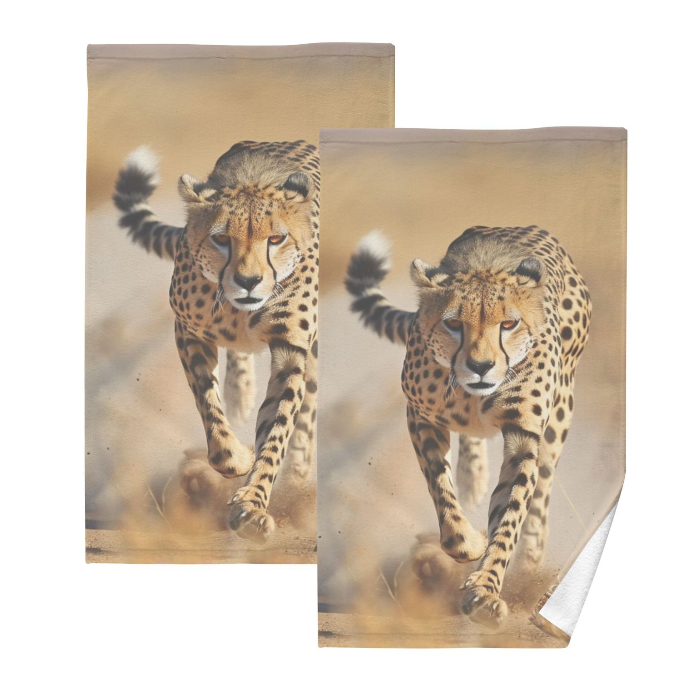 Wild Cheetah Leopard 2 Pcs Hand Towel Set Cotton Absorbent Soft Face Towels Bath Towels for Bathroom Kitchen Shower Hotel Decor 16 x28 Walmart