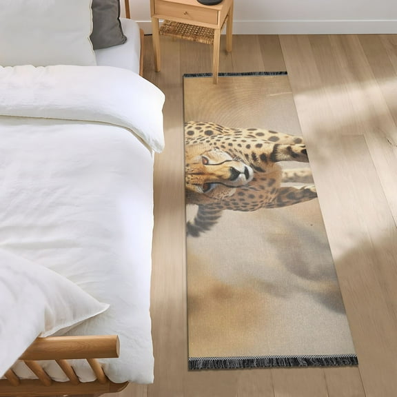 Wild Cheetah Leopard Runner Area Rug 2x6 Soft Non-Slip Washable Bedside Carpet for Hallway Bedroom Living Room Home Decor