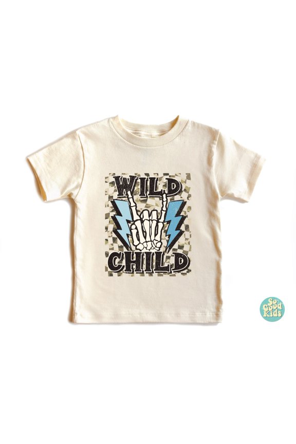 Wild Child Kids Retro Shirt, Toddler Shirt, Gifts For Kids, Skeleton Hands Kids Shirt, Lightning Wild Child Shirt, New Born, Baby Shower Gift, New Parents Gift