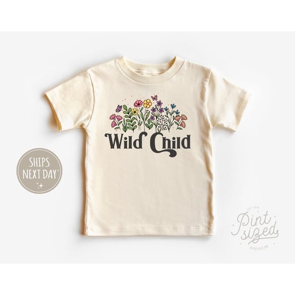 Wild Child Kids Shirt - Girls Retro Wildflower Tee - Boho Wild And Free Natural Toddler Shirt, New Born, Baby Shower Gift, New Parents Gift