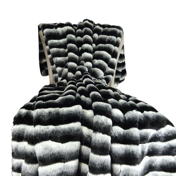Wild Chinchilla Faux Fur Handmade Throw Blanket - Black & White - 80 x 110 in.