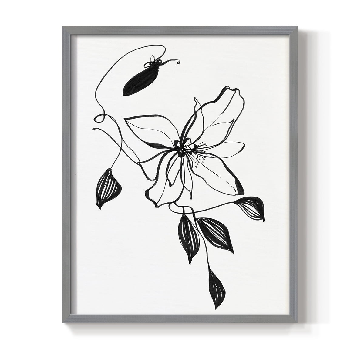Wild Clematis I Framed Print in Gray Solid Wood 11 x 14 Framed Print
