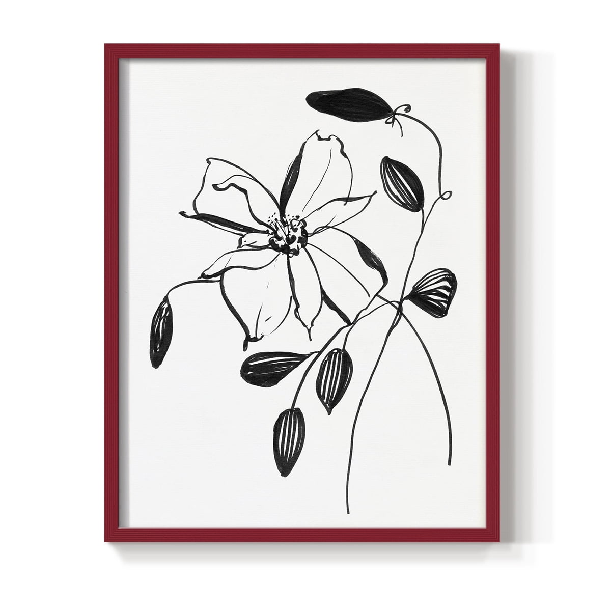 Wild Clematis II Framed Print in Red Solid Wood 11 x 14 Framed Print