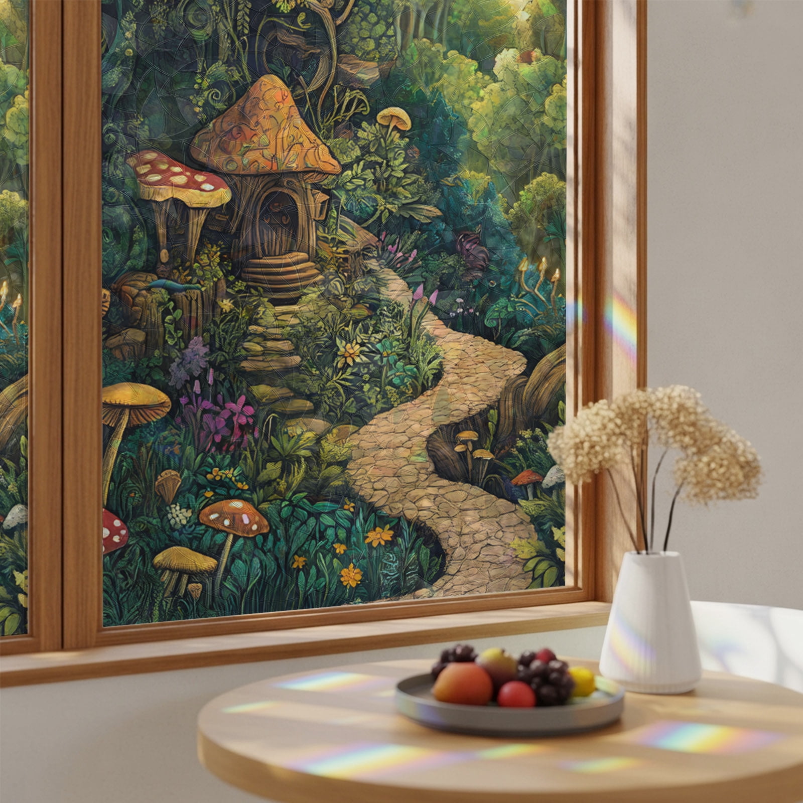 Control Main Window Wild Cottage Forest Mushroom Plant Window Privacy Film,Heat Control Sun ...