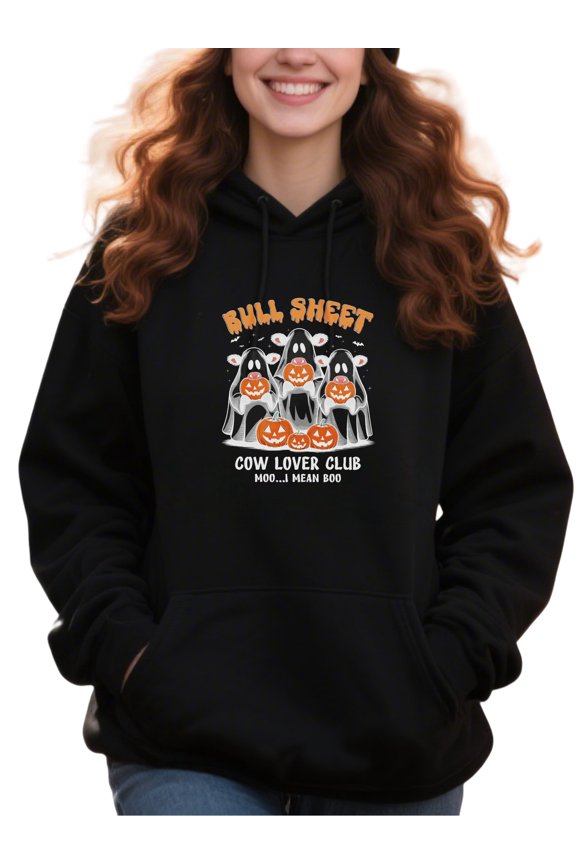 Wild Cow Spirit Halloween Cow Hoodie for Men and Women, Unisex Pullover Hooded Sweatshirt, Comfortable Cotton Poly Blend, Casual Fall Seasonal Outfit