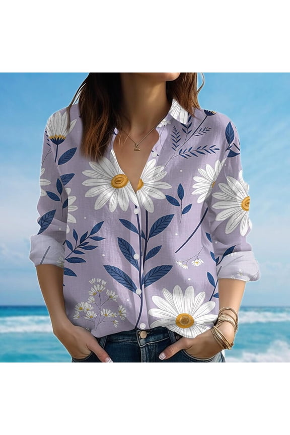 , Floral Women Button Up Shirt, Cute Spring Summer Shirt, Cottagecore Style Women Shirt, Gift For Her