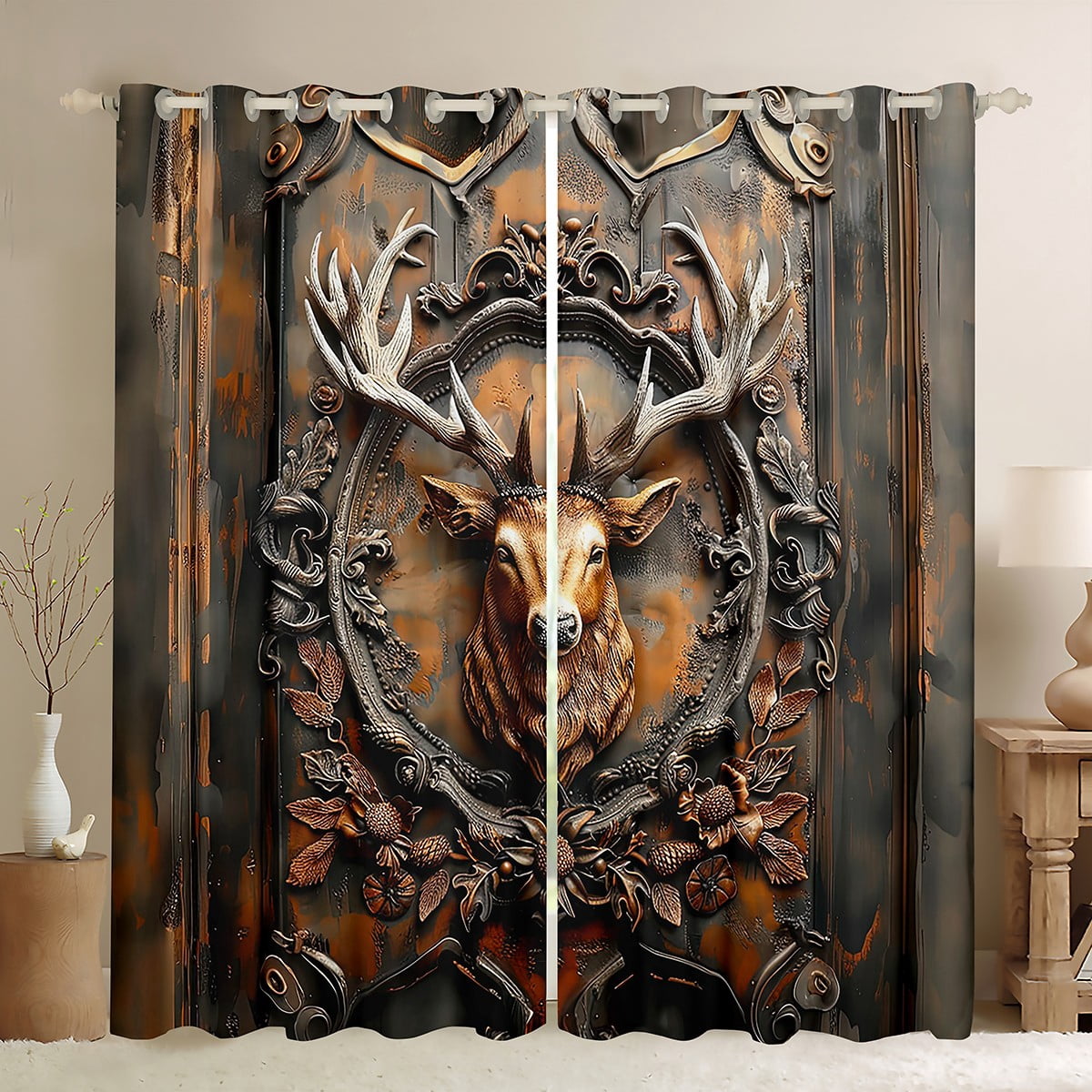 Wild Deer Curtains Hunting Gifts For Men,Deer Hunter 30%-50% Blackout ...