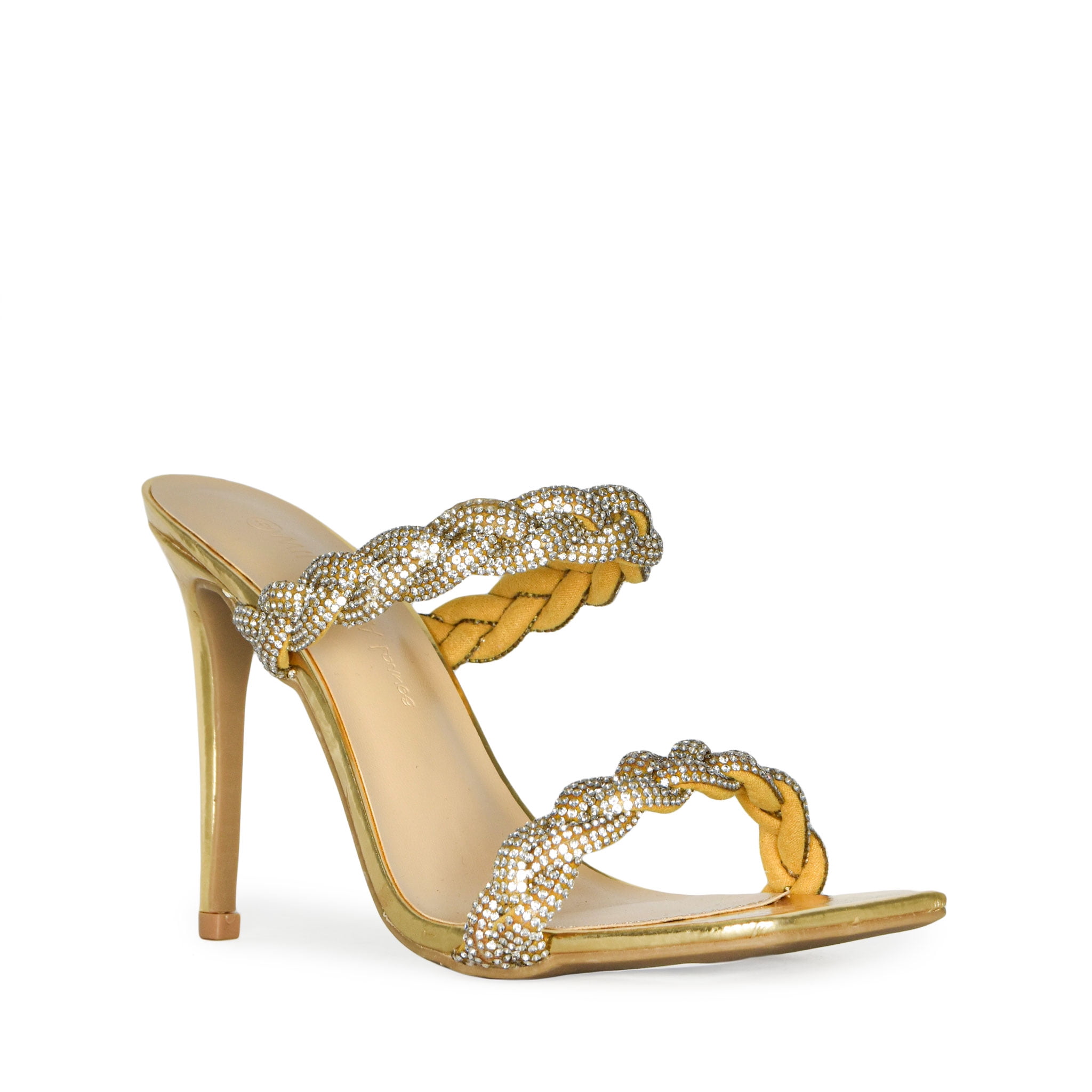 braided double strap heels