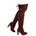 thumbnail image 1 of Wild Diva Lounge Amaya-01 Women's Over The Knee Tie Up High Block Heel Dress Boots, 1 of 8
