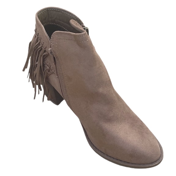 Wild Diva Lounge Buffy-21 Women's Chunky Heel Side Zipper Western Style Suede Ankle Boots Booties TAUPE 11