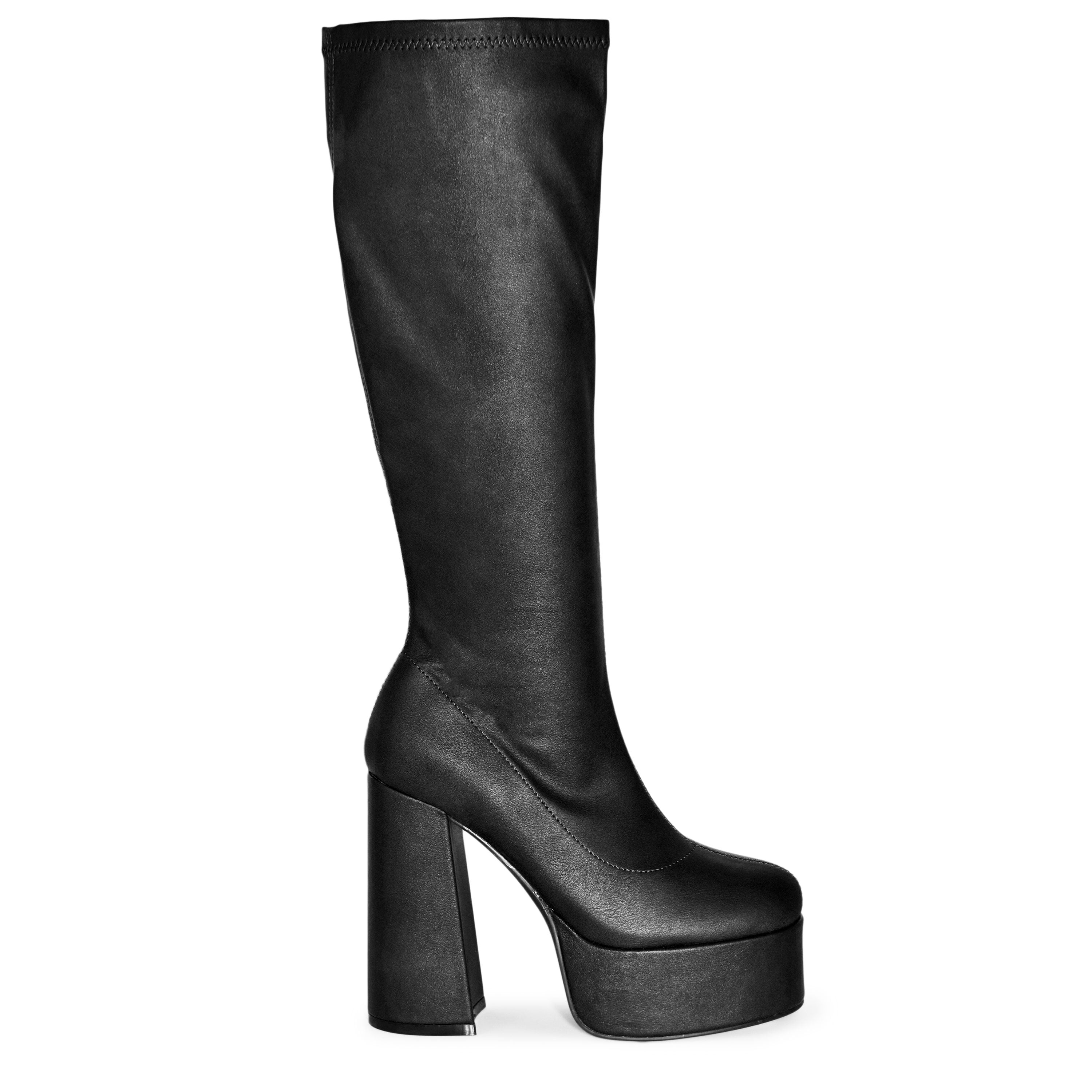 Knee High Boots Black Platform Boots Chunky IRIS CHUNKY PLATFORM