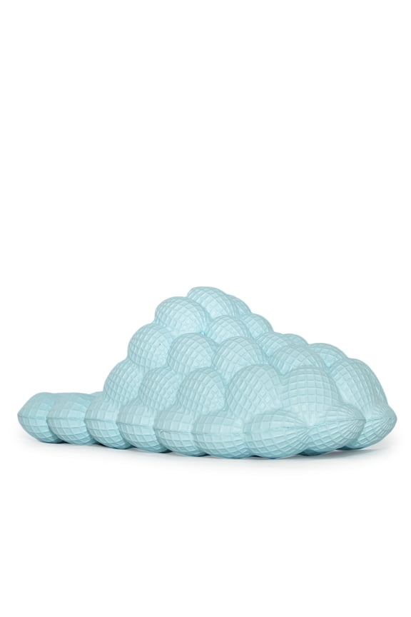 Unisex Non-Slip Bubble Cloud Lychee Waterproof Massage Reflexology Rubber Shower Slide Slippers Sandals-03-Beige (Light Blue, 6)