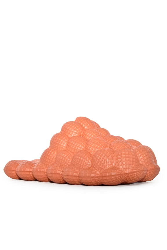 Unisex Non-Slip Bubble Cloud Lychee Waterproof Massage Reflexology Rubber Shower Slide Slippers Sandals-03-Beige (Orange, 7)