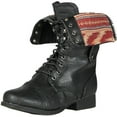 thumbnail image 1 of Wild Diva Women Jetta-25F Lace Up Combat Military Boots With Foldable Cuff, Black, 5.5, 1 of 4