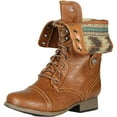 thumbnail image 1 of Wild Diva Women Jetta-25F Lace Up Combat Military Boots With Foldable Cuff, Whisky, 5.5, 1 of 4