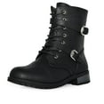 thumbnail image 1 of Wild Diva Women's Faux Leather Strappy Buckle Military Combat Fashion Lace Up Ankle Boots  (Black, 7.5), 1 of 6