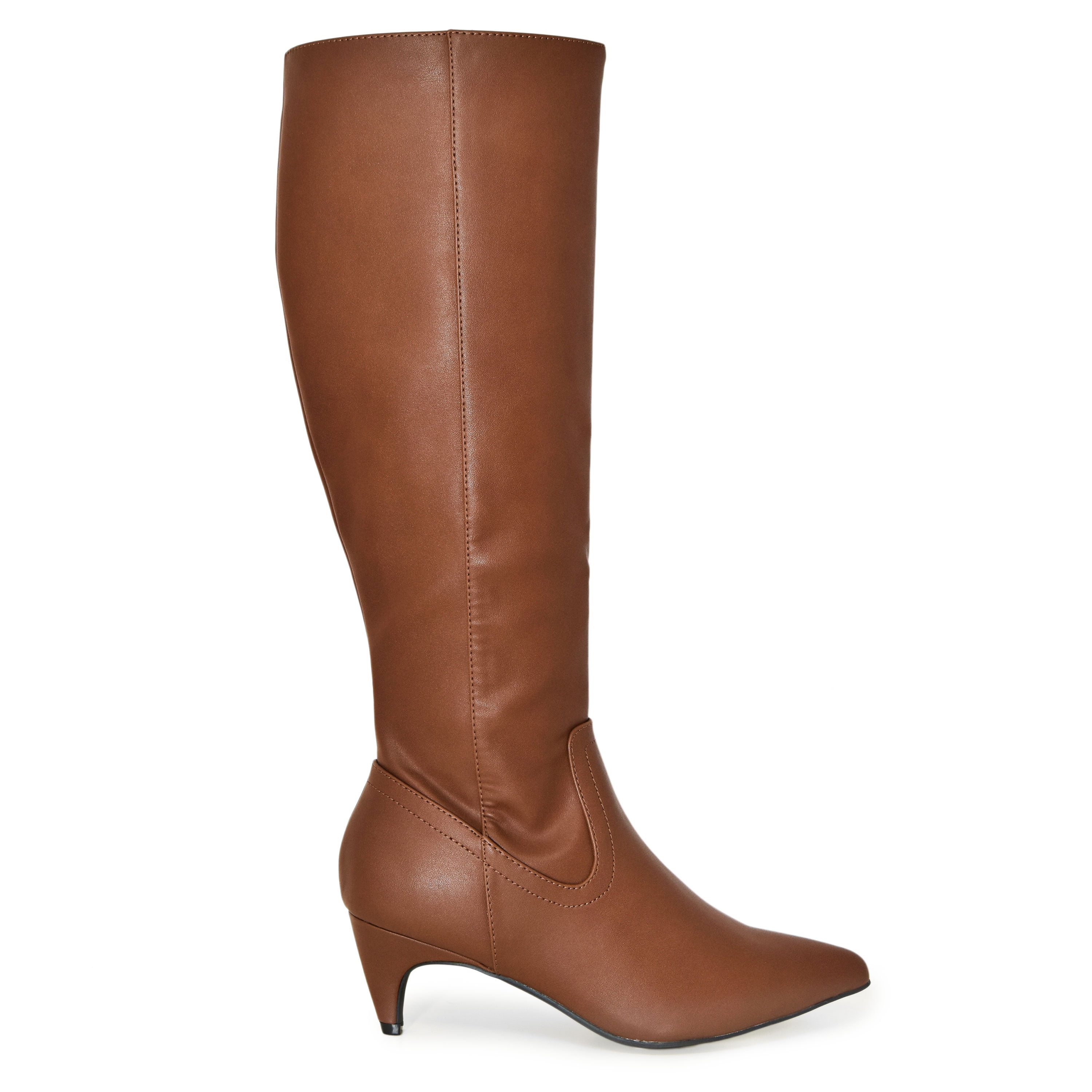 Wild Diva Women's Pointed Toe Kitten Heel Knee High Boots (BROWN PU, 8 — free download