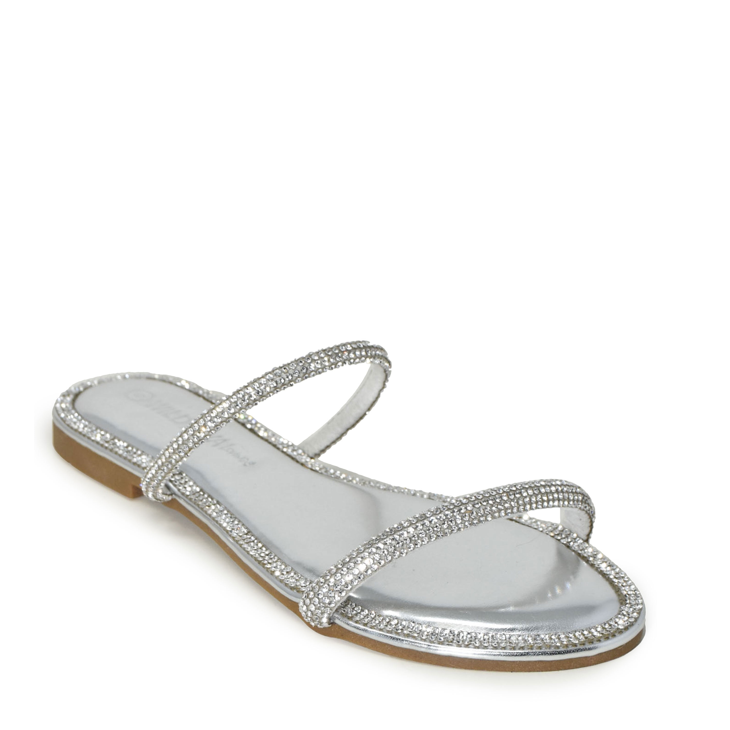 Rhinestone Wild Diva Slides Wild Diva Women's ROO-04 Double Strap