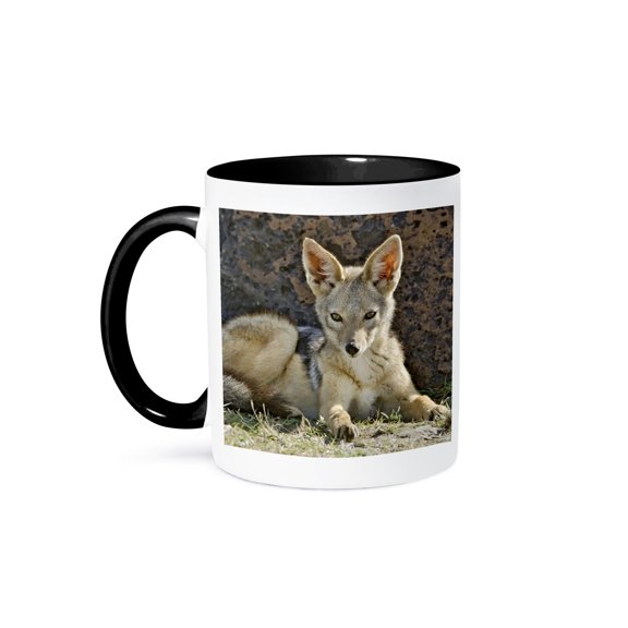 3drose, Wild Dog, Black-backed Jackal, Masai Mara, Kenya-af21 Aje0199 - Adam Jones, 15oz Two-tone Black Mug