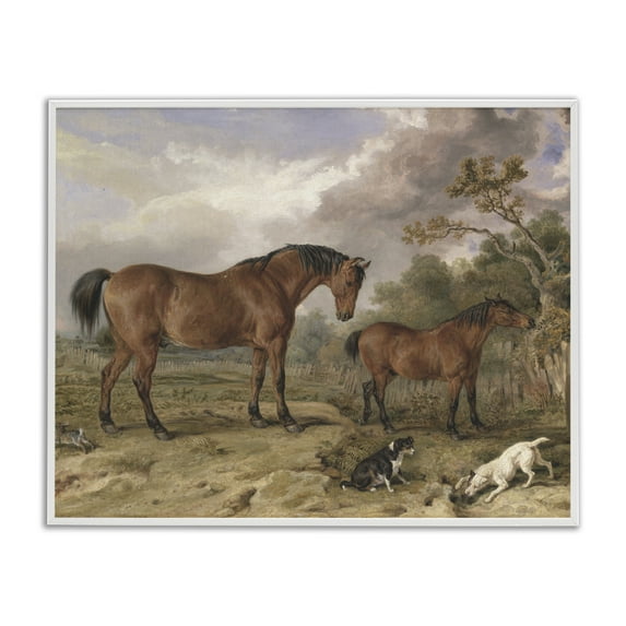 Stupell Industries Wild Dogs & Horses Traditional White Framed Giclee Art, design by Corinne Haig, 24 x 30