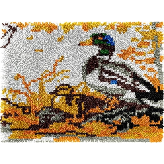 Wild Duck Easy DIY Latch Hook Rug Kits DIY Tapestry Crochet Hooking Mat Making Kits With Printed Pattern Canvas Needlework Kits 52x38cm n-2)