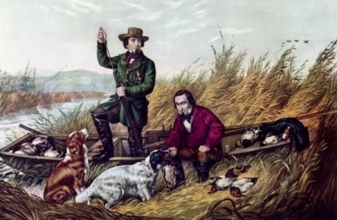 Wild Duck Shooting by Currier & Ives (1834-1907) Canvas Art - Currier and Ives (24 x 36)