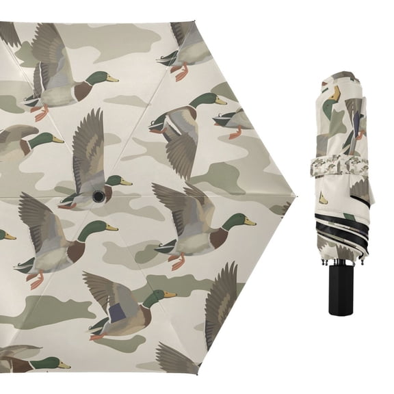 Wild Ducks Flying Compact Sun Umbrella Windproof Travel Umbrellas for Rain Strong Portable UV Protection