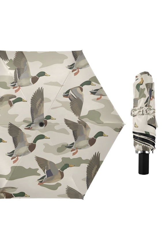 Wild Ducks Flying Compact Sun Umbrella Windproof Travel Umbrellas for Rain Strong Portable UV Protection