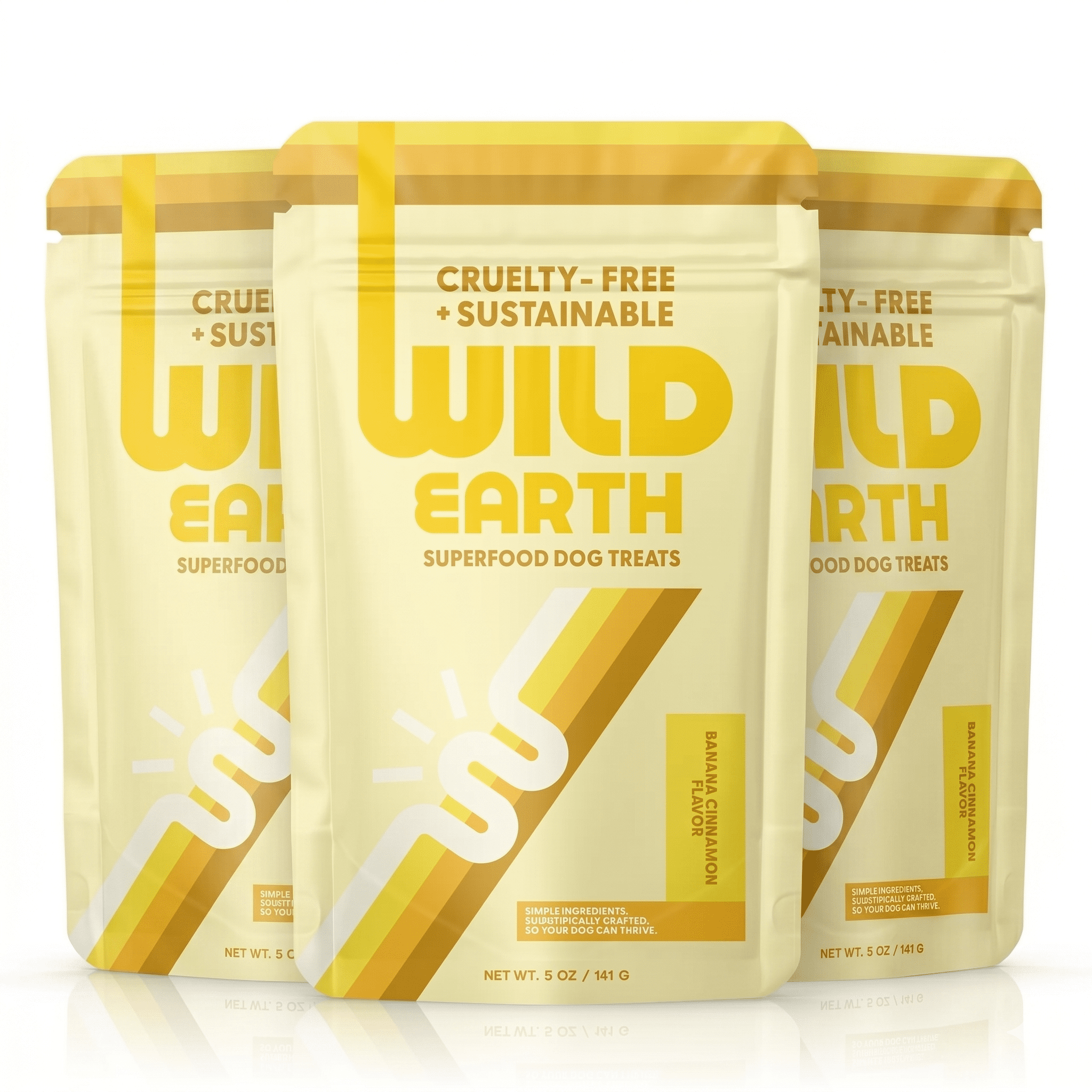 Wild Earth Superfood Dog Treats, Plant Based Dog Treats with Omega Acids, Prebiotics & Koji Protein, No Fillers, Veterinarian-Developed, Banana & Cinnamon Flavor 3 Pack
