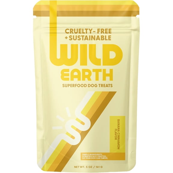 Wild Earth Superfood Dog Treats, Plant Based Dog Treats with Omega Acids, Prebiotics & Koji Protein, No Fillers, Veterinarian-Developed, Banana & Cinnamon Flavor