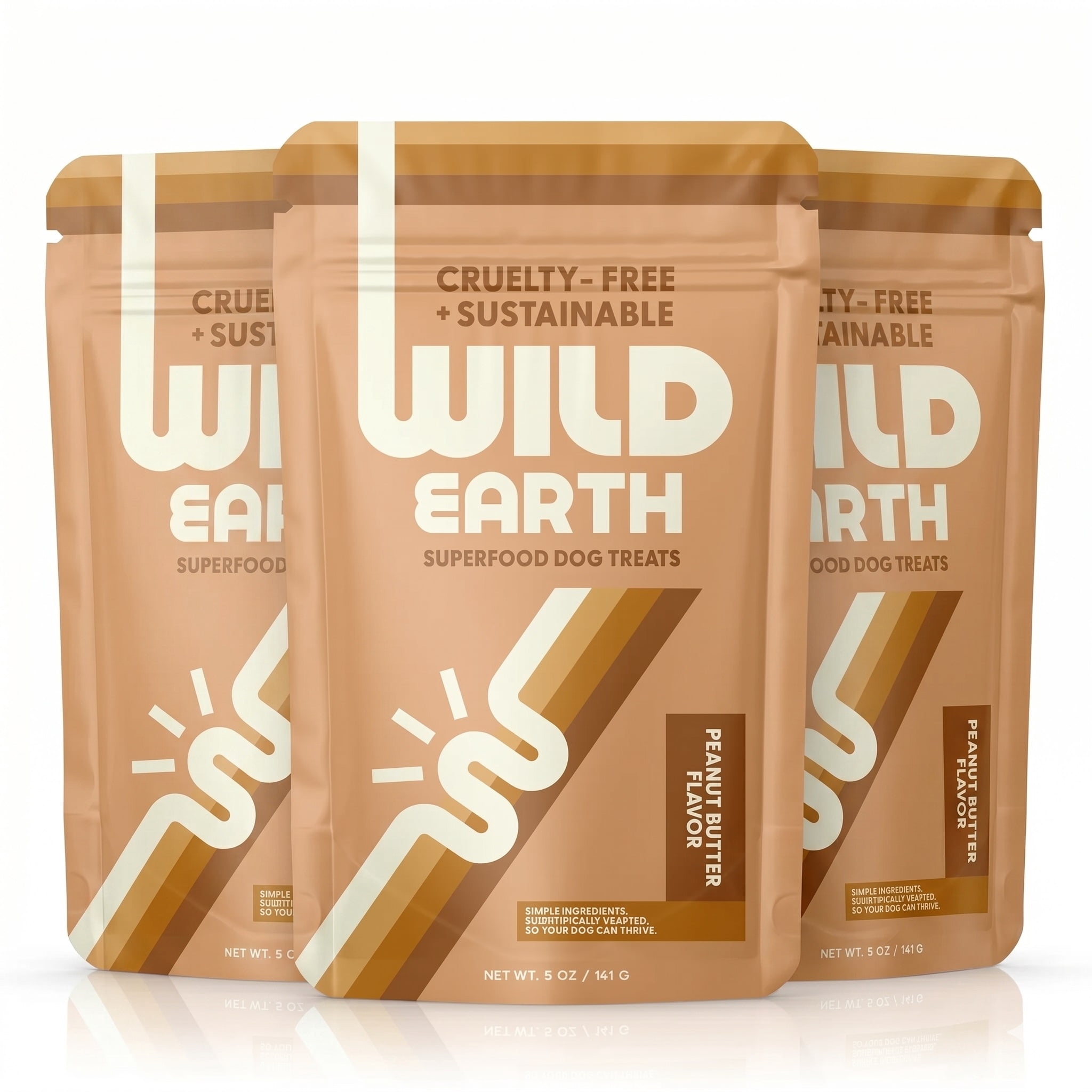 Wild Earth Superfood Dog Treats, Plant Based Dog Treats with Omega Acids, Prebiotics & Koji Protein, No Fillers, Veterinarian-Developed, Peanut Butter Flavor 3 Pack