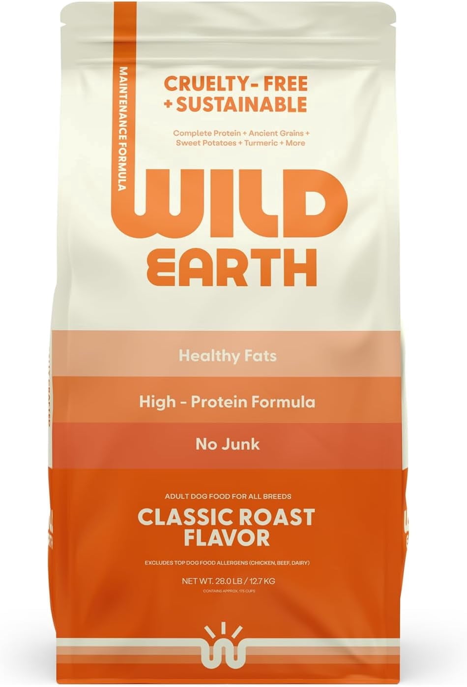 Wild Earth Vegan Dry Dog Food 28 LB| Plant-Based Maintenance Formula | Vegetarian, Allergy Relief, Veterinarian-Developed for Complete Nutrition | Classic Roast Flavor