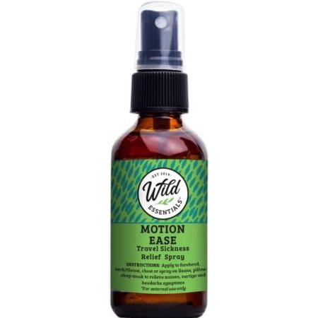 Wild Ease Natural Spray, 2 Ounce, 60ml, for Sickness, Upset Stomach, Vertigo, Dizzy, 100% Essential Oils and Organic Hazel, Aromatherapy, Room, Linen, Body Spray