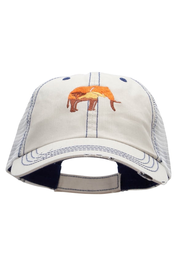 Wild Elephant Embroidered Low Profile Special Cotton Mesh Cap - Putty OSFM