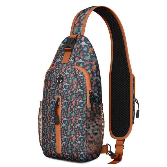 Wild Elephant Pattern Lightweight Sling Backpack – Durable Polyester, Stretch Mesh Pocket, Adjustable Strap – Artistic Adventure Theme