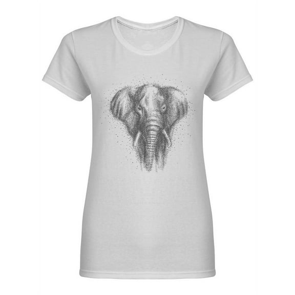 Wild Elephant Sketch  Shaped T-Shirt Women -Image by Shutterstock, Female Large
