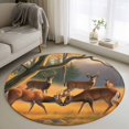 thumbnail image 1 of Wild Elk Forest Round Rug 3ft Washable Circle Entryway Rugs Non Slip Autumn Grass Trees Animals Oil Painting Area Rug Indoor Floor Carpet for Bedroom Kitchen Living Room Home Office Dining Room, 1 of 8