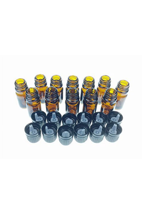 12 Pack of 5ml Amber Glass Empty Essential Oil Bottles With Euro Dropper Caps