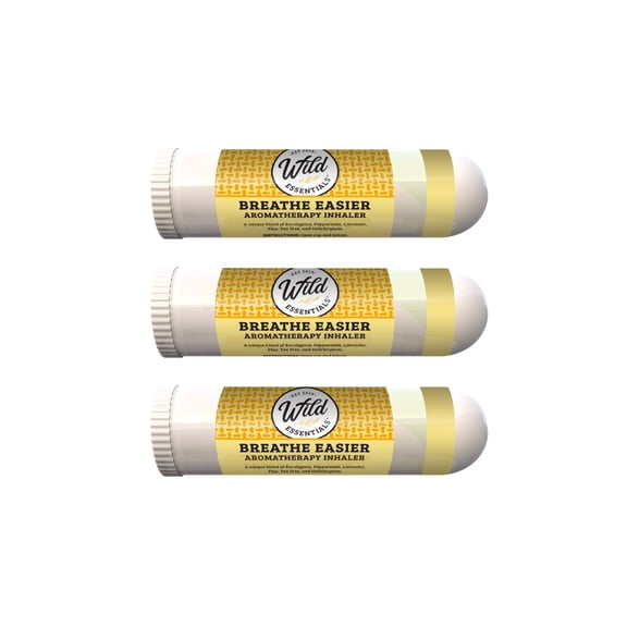 Wild Essentials 3 Pack Of Breathe Easier Aromatherapy Nasal Inhalers Made With 100% Natural, Therapeutic Grade Essential Oils To Help Keep Your Nasal And Sinus Passages Clear