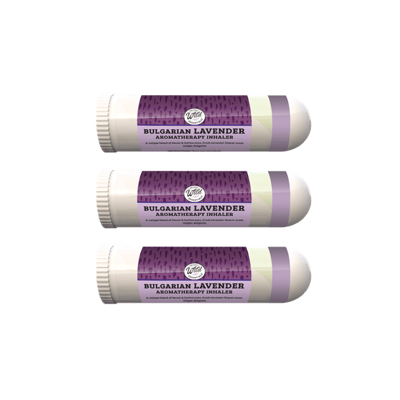 Wild Essentials 3 Pack of Bulgarian Lavender Aromatherapy Nasal Inhalers Made with 100% Natural, Therapeutic Grade Essential Oils to Help Relax and to Get a Great Night of Sleep