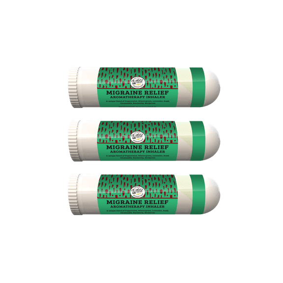Wild Essentials 3 Pack of Migraine Relief Aromatherapy Nasal Inhalers Made with 100% Natural, Therapeutic Grade Essential Oils to Help Alieviate Headache Pain