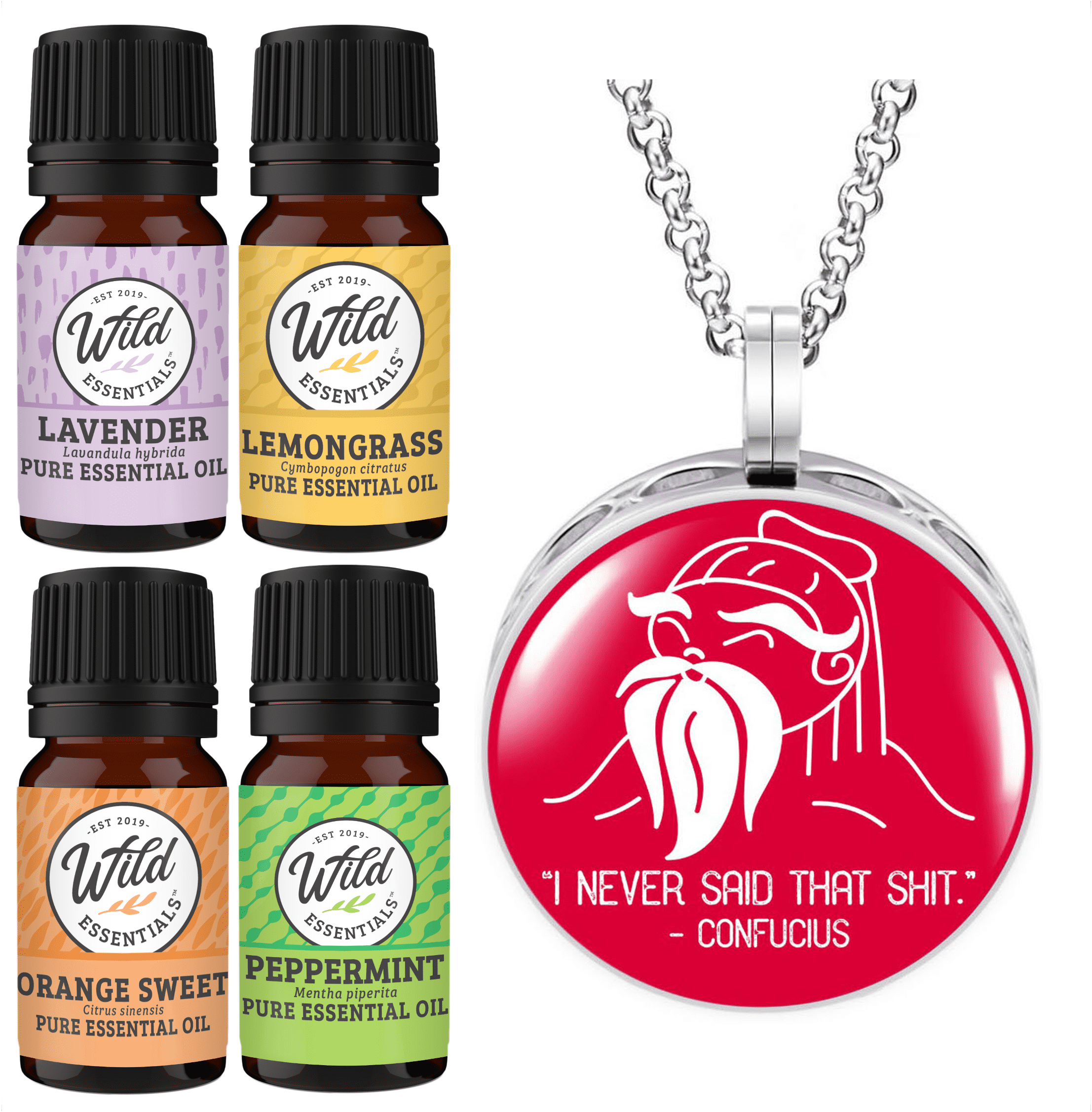 Wild Essentials Confucius Necklace Essential Oil Diffuser Kit, Lavender