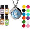 thumbnail image 1 of Wild Essentials Sun Mandala Necklace Essential Oil Diffuser Kit With Lavender, Lemongrass, Peppermint, Orange Oils, 8 Refill Pads, Calming Aromatherapy Gift Set, Customizable Color Changing, Perfume, 1 of 5