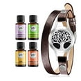 thumbnail image 1 of Wild Essentials Tree of Life Essential Oil Leather Wrap Bracelet Diffuser Kit, Gift Set, Lavender, Lemongrass, Peppermint, Orange Oils, 12 Pads, Customizable Color Changing Perfume Jewelry, Aromather, 1 of 1