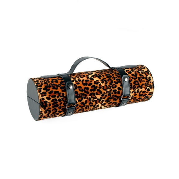 Wild Eye 13.25" Brown and Black Leopard Print Wine Bottle Carrier Purse