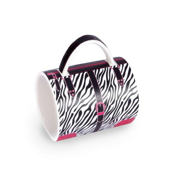 5" Fashion Avenue Chic Black, White and Pink Zebra Print Ceramic Handbag Mug