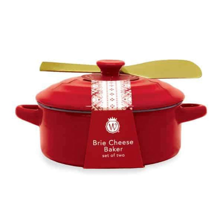 TAG Brie Baker Set Of 2 Red Ceramic Dishes With Spreader | 80oz Stoneware, Dishwasher & Oven Safe 2 thumbnail image