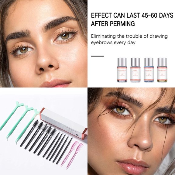 Wild Eyebrow Lamination Kit, Complete DIY Brow Perm Styling Set with Full Applicator Tools for Natural Fluffy Feather Brows